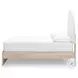 Shapella Tan And White Full Upholstered Panel Bed with Storage