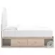 Shapella Tan And White Full Upholstered Panel Bed with Storage