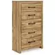 Branstony Golden Rustic 5 Drawer Chest