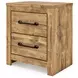 Hastiport Brown 2 Drawer Nightstand with USB Charging