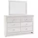 Paxberry Whitewash 6 Drawer Dresser and Rectangular Mirror
