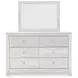 Paxberry Whitewash 6 Drawer Dresser and Rectangular Mirror