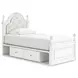 Maylilly Light Gray Youth Upholstered Storage Panel Bedroom Set with LED