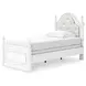 Maylilly Light Gray and White Twin Upholstered Panel Bed with LED