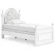 Maylilly Light Gray and White Twin Upholstered Panel Bed with LED
