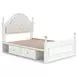 Maylilly Light Gray and White Full Upholstered Storage Panel Bed with LED
