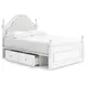 Maylilly Light Gray and White Full Upholstered Storage Panel Bed with LED