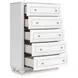 Maylilly White 5 Drawer Chest