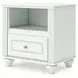 Maylilly White 1 Drawer Nightstand with USB Charging and LED