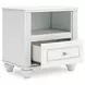 Maylilly White 1 Drawer Nightstand with USB Charging and LED