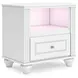 Maylilly White 1 Drawer Nightstand with USB Charging and LED