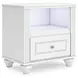 Maylilly White 1 Drawer Nightstand with USB Charging and LED