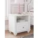 Maylilly White 1 Drawer Nightstand with USB Charging and LED