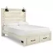 Cambeck Whitewash Queen Storage Panel Bed with USB Charging and LED