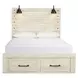 Cambeck Whitewash Queen Storage Panel Bed with USB Charging and LED