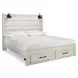 Cambeck Whitewash King Storage Panel Bed with USB Charging and LED