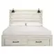 Cambeck Whitewash King Storage Panel Bed with USB Charging and LED