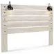 Cambeck Whitewash King Storage Panel Bed with USB Charging and LED