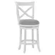Belmont Gray Upholstered Swivel Bar Stool With White Frame