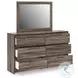 Baystorm Brown Storage Panel Bedroom Set with LED and 6 Drawers