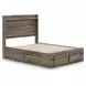 Baystorm Brown Full Storage Panel Bed with LED and 6 Drawers