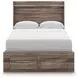 Baystorm Brown Full Storage Panel Bed with LED and 6 Drawers