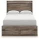 Baystorm Brown Full Storage Panel Bed with LED and 6 Drawers