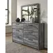 Baystorm Gray 6 Drawer Dresser and Rectangular Mirror