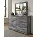 Baystorm Gray 6 Drawer Dresser and Rectangular Mirror