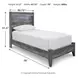 Baystorm Gray Twin Panel Bed with LED