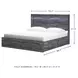 Baystorm Gray King Platform Single Side Under Bed Storage Bed