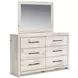 Lawroy Light Natural 6 Drawer Dresser and Rectangular Mirror