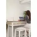 Islamorada Dapple Gray Performance Fabric Upholstered Rectangular Console Table with Stools and USB Charging