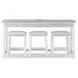 Islamorada Dapple Gray Performance Fabric Upholstered Rectangular Console Table with Stools and USB Charging