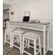 Islamorada Dapple Gray Performance Fabric Upholstered Rectangular Console Table with Stools and USB Charging