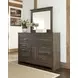 Juararo Dark Brown 6 Drawer Dresser and Rectangular Mirror