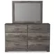 Ralinksi Gray 6 Drawer Dresser and Rectangular Mirror