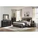 Shoralli Black 6 Drawer Dresser with LED and Rectangular Mirror