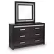 Shoralli Black 6 Drawer Dresser with LED and Rectangular Mirror