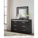 Shoralli Black 6 Drawer Dresser with LED and Rectangular Mirror