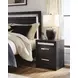 Shoralli Black 2 Drawer Nightstand with USB Charging and LED