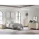 Cadmori Champagne and White 6 Drawer Marble Top Dresser and Rectangular Mirror