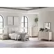 Cadmori Champagne and White 6 Drawer Marble Top Dresser and Rectangular Mirror