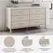 Cadmori Champagne and White 6 Drawer Marble Top Dresser and Rectangular Mirror