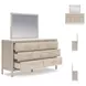 Cadmori Champagne and White 6 Drawer Marble Top Dresser and Rectangular Mirror