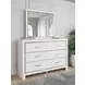 Altyra White 6 Drawer Dresser and Rectangular Mirror