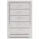Altyra White and Gray Upholstered Bookcase Storage Bedroom Set with LED