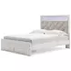 Altyra White and Gray Queen Upholstered Storage Panel Bed with LED