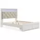 Altyra White and Gray Queen Upholstered Storage Panel Bed with LED
