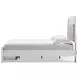 Altyra White and Gray Queen Upholstered Storage Panel Bed with LED